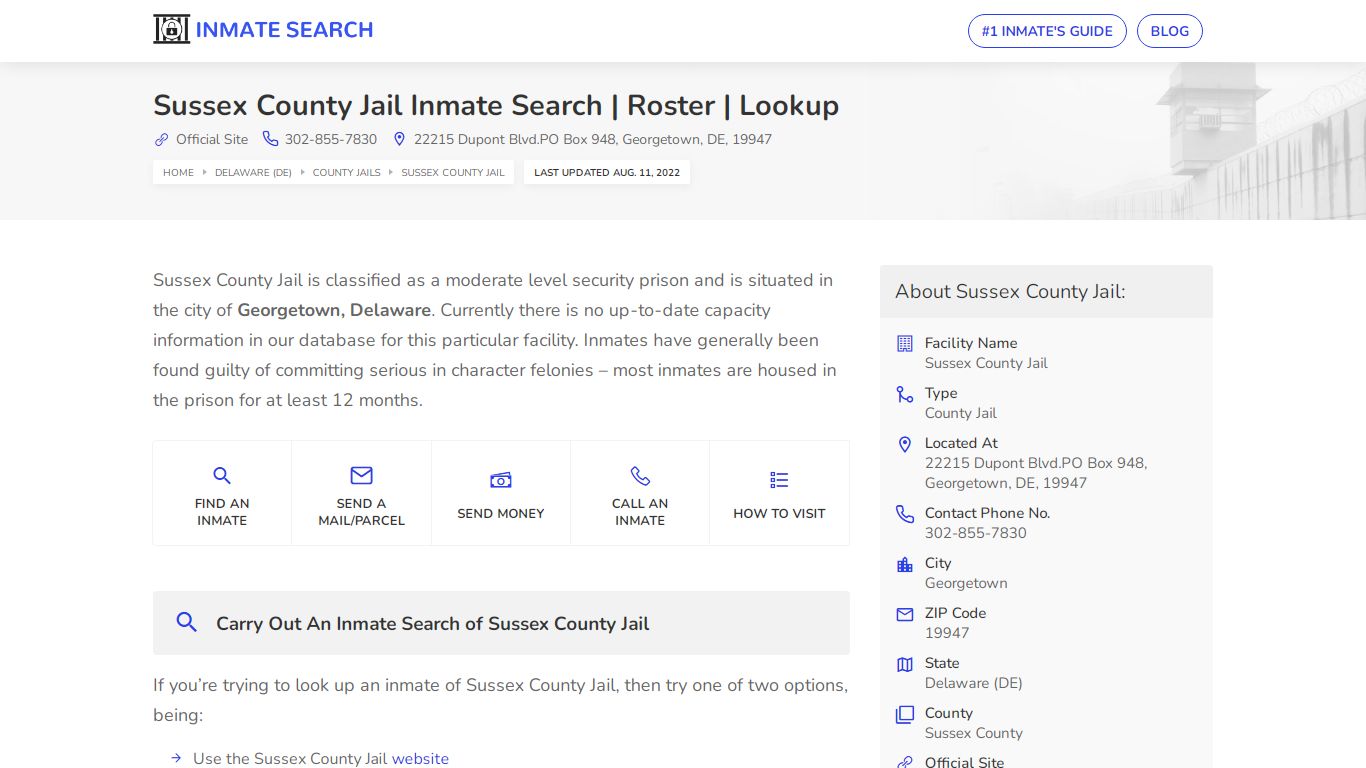 Sussex County Jail Inmate Search | Roster | Lookup